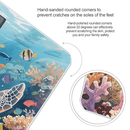 Swimming Turtle in Coral Reef Weight Scale Large Digital Bathroom Scales with Bright LED Display Non Slip Digital Scale and Step On Fashion Weighing Machine for Body