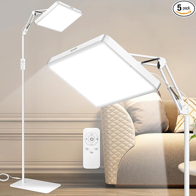 SUXIO Light Therapy Lamp - 12000 LUX Therapy Lights Happy Lamp with Remote Light Box Therapy with 3 Timer &amp 4 Brightness LED UV-Free Daylight Lamp Perfect for Home