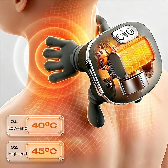 Bionic 4D Shiatsu Neck and Back Massager Portable Deep Tissue Massager with Heat Simulated Human Hand Kneading Electric Massage for Pain Relief Muscle Relaxation and Shoulder Stress Release