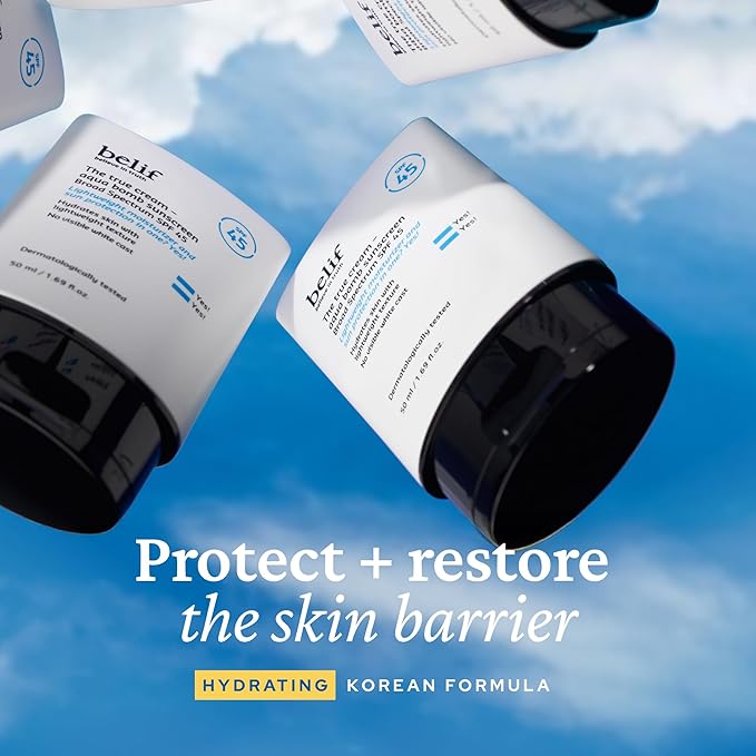 belif Aqua Bomb SPF 45 Hydrating Niacinamide Sunscreen (1.69 fl. oz) - The True Cream PA++++ Daily Broad Spectrum No White Cast Weightless &amp Invisible Non-Greasy Korean Skincare | Hydrating