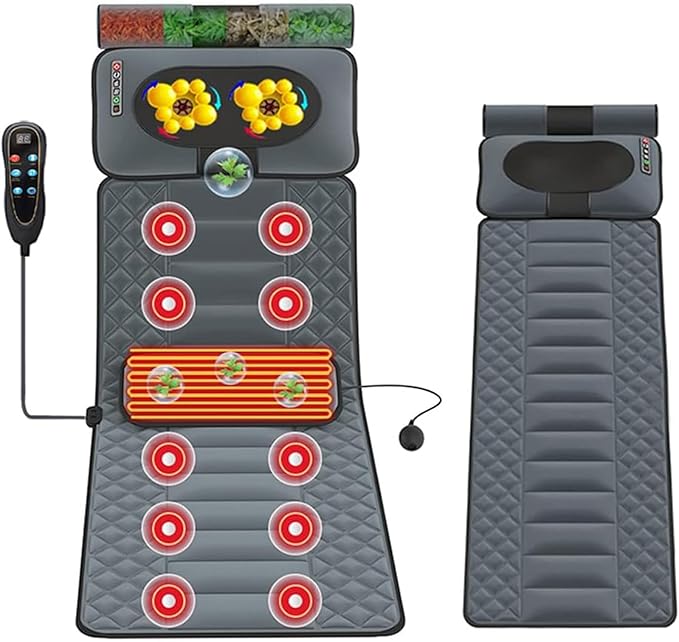 Full Body Massage Mat with Heat 20 Neck Massage HeadsFoot Massager Whole Body Vibration Massage Pad 9 Gear Massage /3 Timing Modes Shiatsu Massage Pad for Back Neck Lumbar Leg Foot