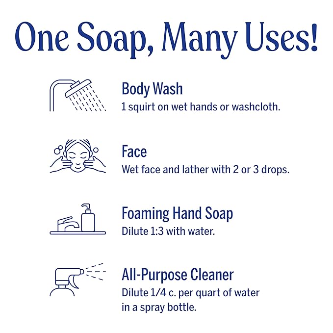 Dr. Bronner's Pure-Castile Magic Liquid Soap (Almond 32 Ounce 2-Pack)- Made with Regenerative Organic Certified Oils 18-in1 Uses: Face Hair Hand &amp Body Soap Laundry Pets- Concentrated Vega