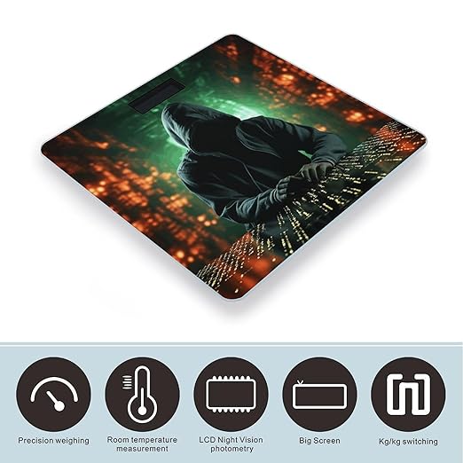 Hacker Attack Scale for Body Weight Anti-Slip Sturdy Tempered Glass Weighing Machine Highly Digital Accurate Bright LCD Bathroom Scale for Household Gift