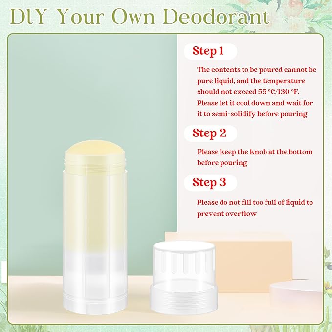 50 Pcs 60ml/2oz Empty Deodorant Containers Twist Up Plastic Filling Bottle Refillable Deodorant Holder Tube for Homemade DIY Lipstick Sunscreen Balm Lotion Bar(Translucent)