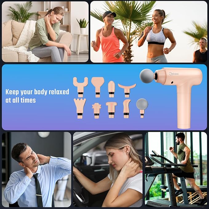 cotsoco Massage Gun Deep Tissue Muscle Massage Gun Back Massager for Pain Relief 20 Speeds Handheld Electric Massager Tool with Silent Brushless Motor Suitable for Gym Office Home Travel