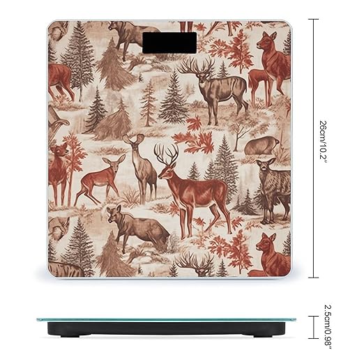 Animal Wilderness Bear Deer Weight Scale Large Bathroom Scales Digital Weight with Bright LED Display Non Slip Automatic Weighing Scale Fashion Weighing Machine for Body