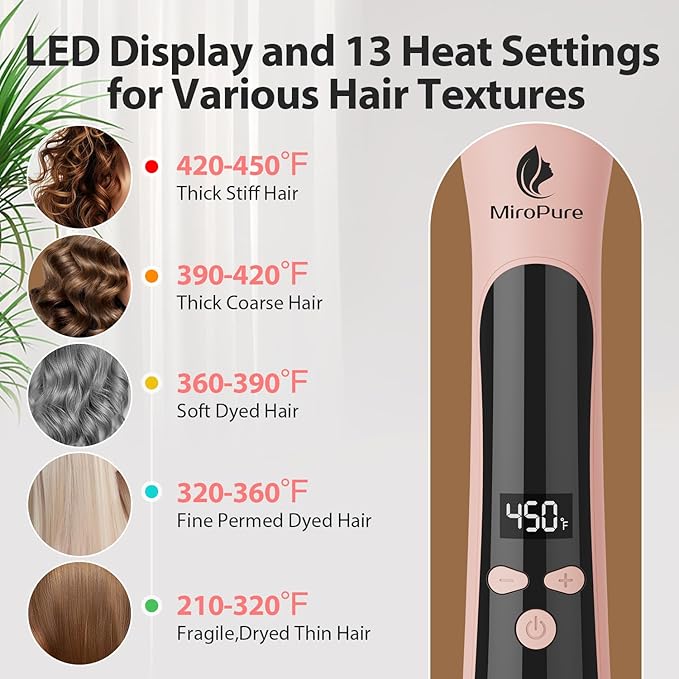MiroPure Automatic Curling Iron 1 Inch Ionic Hair Curler Self Rotating Curling Wand with Longer Barrel for Waves and Curls Unique Button to Enable/Distable Rotation Get Rid of Accidentally Hit