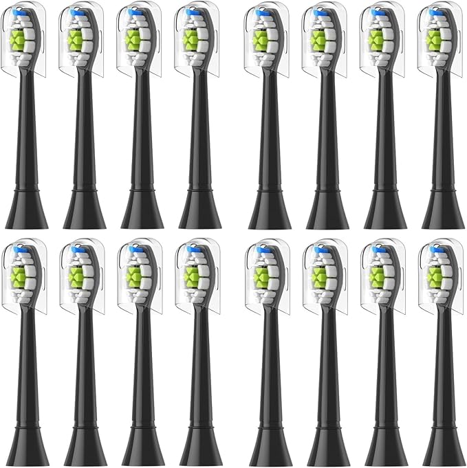 12-16pcs Replacement Toothbrush HeadsCompatible for with Soft Electric Brush Head 4100 6500 6100 7500 5(16pcs Black)