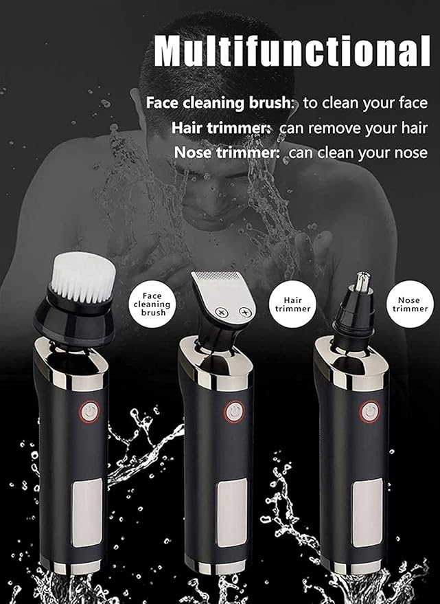 Electric Razor for Men 3D Rotary Design 4 in 1 Cordless Rechargeable Electric Shaver with Beard TrimmerWet &amp Dry Use