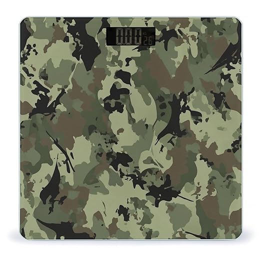 Smart Scale for Body Weight Digital Bathroom Weighing Scale Energy Saving Scale Cool Green Camo Army Camouflage