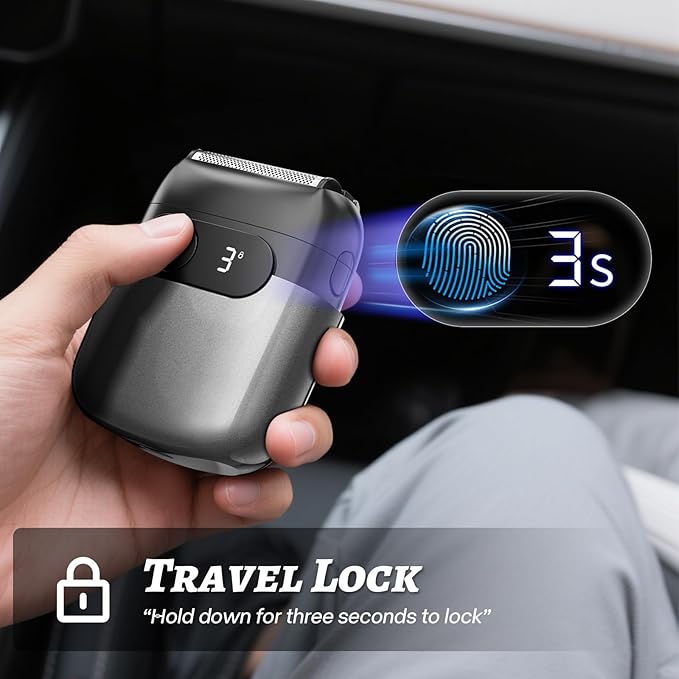 Electric Foil Shaver for Men 3D Floating Blade Razor with LED Display IPX8 Waterproof Wet/Dry Shaver USB-C Quick Charge &amp Travel Lock Includes Cleaning Brush Deep Gray