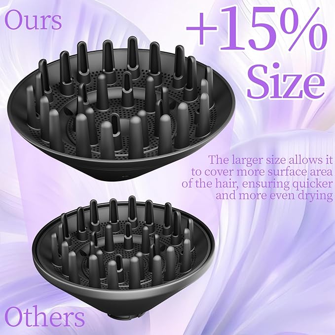 Long Hair Curling Barrel and 6-Inch Large Diffuser/Upgraded Large Round Volumizing Brush Compatible with Shark FlexStyle
