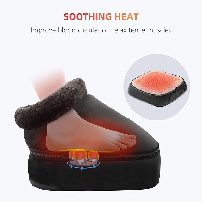 COMFIER Foot Warmer MassagerGifts for WomenMenShiatsu Foot Massager with Heat Electric Heating Pad for Back FeetBack Massager for Pain Relief(Black)