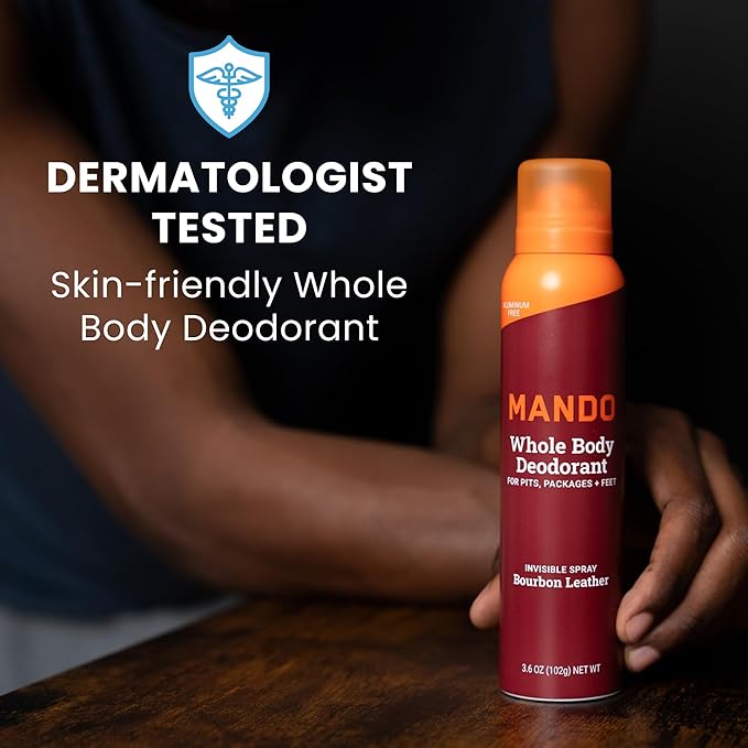 Mando Whole Body Deodorant For Men - Invisible Spray Deodorant - 72 Hour Odor Control - Low Irritation Formula - Aluminum Free Benzene Free - 3.6 ounce - 3pk - Bourbon Leather Mt Fuji Pro Sport