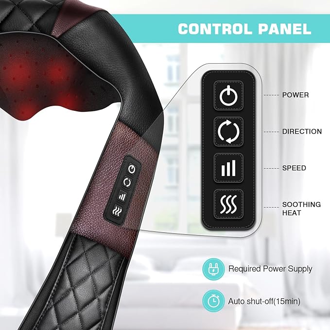 Shiatsu Neck and Back Massager with Heat Electric Deep Tissue 4D Kneading Massage Pillow for Shoulder Leg Body Muscle Pain Relief - Best Gifts for Women Men Mom Dad
