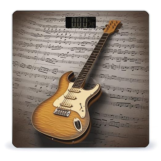 Note Guitar Bathroom Scale Large LCD Backlight Display Digital Scale Rounded Corners Body Scales Automatic Power On/Off Bathroom Scales for Home Bedrooms