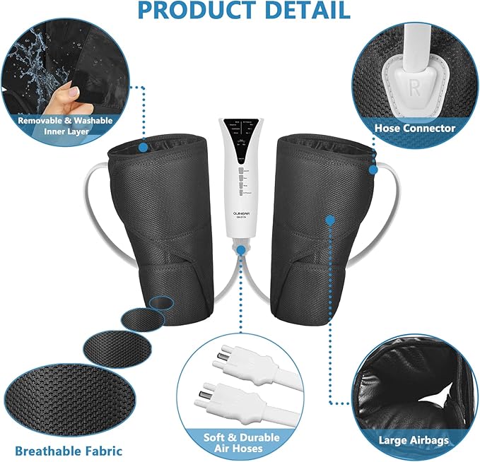 QUINEAR Leg Massager and Air Compression Calf Massager with 3 Modes 3 IntensitiesLeg Compression Massager for Circulation and Pain ReliefIdeal Gift