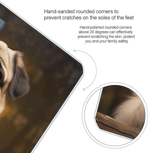 Pug Dog Bathroom Scale Rounded Smart Scale for Body Weight Automatic Power On/Off Weight Scales Accurate Bathroom Digital Scales for Pet Home Bedroom Kitchen