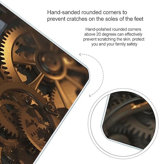 Cool Steampunk Gears Bathroom Scale for Body Weight Bathroom Weighing Scale with Backlit LCD Display Highly Accurate Measures Weight Up to 180kg