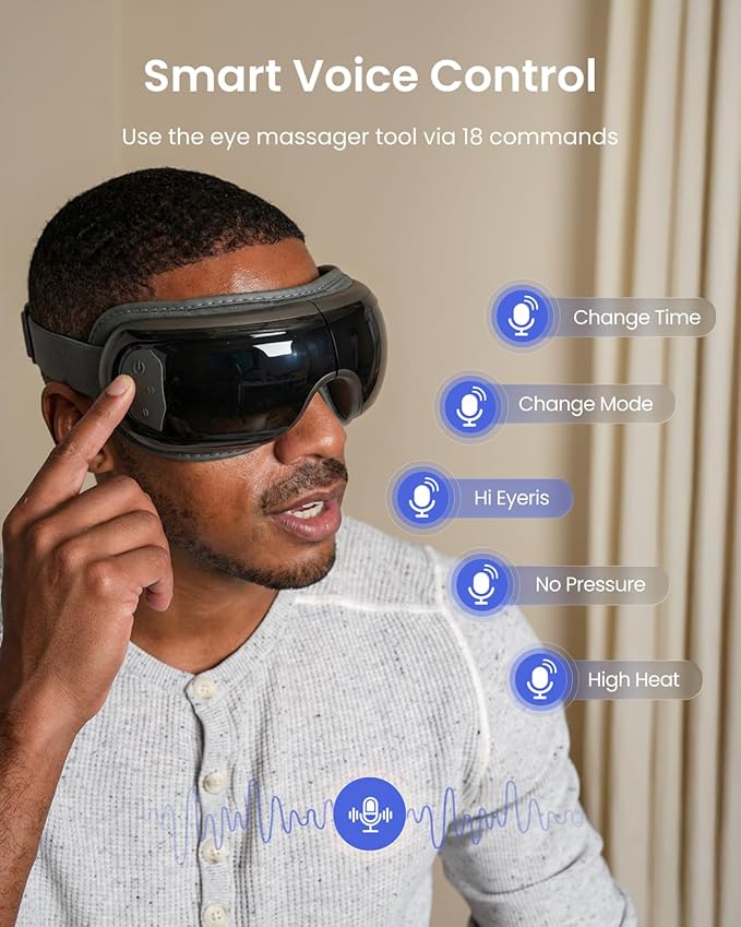 RENPHO Eyeris 3 Eye Massager with Heat and Cooling Voice Control FSA Eligible HSA Mothers Day Birthday Gifts for Women Men Him Her Migraine Relief Eye Mask for Migraines Eye Care Reduce Dry Eyes
