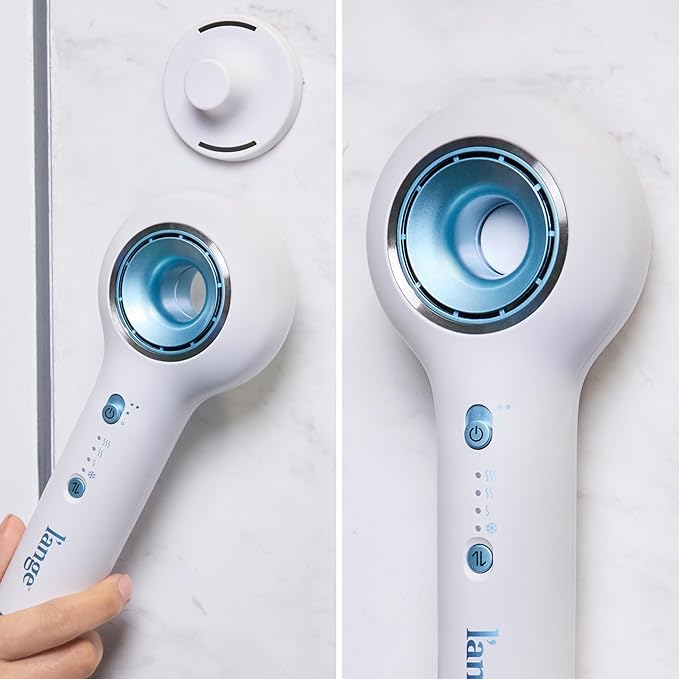 L’Ange Hair Axia HaloRing Ionic Hair Dryer | High Speed Professional Blow Dryer for Smooth Frizz-Free Styles | Lightweight Brushless Motor with Concentrator &amp Wall Mount | 4 Heat Settings | White