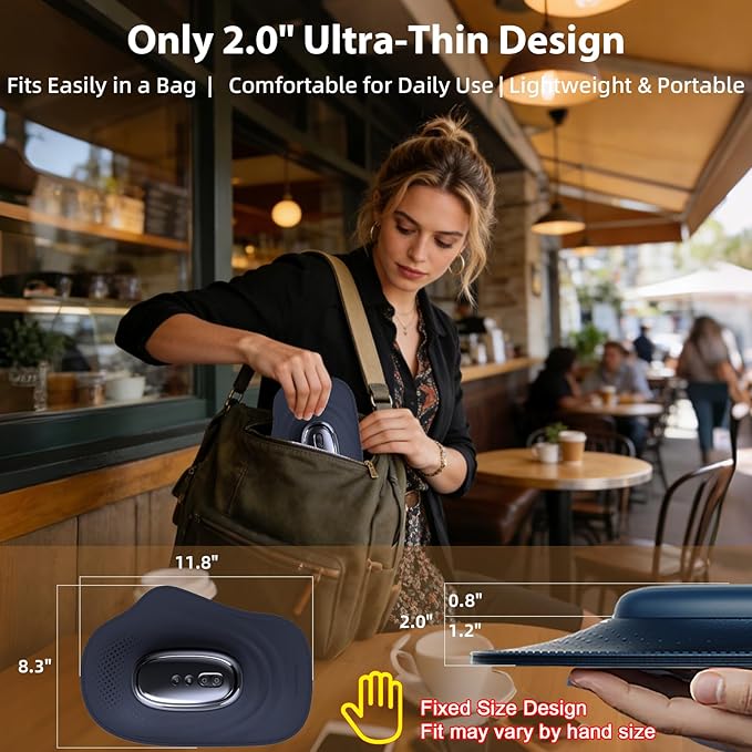 Portable Hand and Wrist Massager with Heat and Compression 3 Modes 3 Intensities and 3 Temps (100°F–116°F) Palm &amp Finger Massage Rechargeable Home Office Travel (Blue)