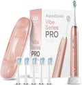 Aquasonic Vibe Series PRO – Ultra-Whitening Electric Toothbrush – 5 Modes &amp Smart Timers – Premium Travel Case &amp 6 Proflex Brush Heads – ADA Accepted Toothbrush (Rose Gold)