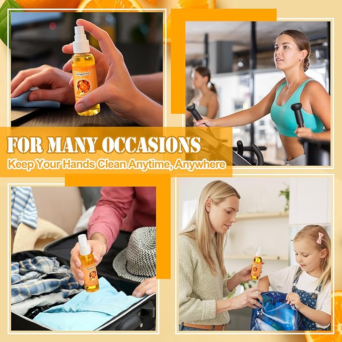 12 Pcs Hydrating Hand Sanitizer Spray Scented Hand Sanitizer Bulk Travel Size 2 Fl oz Pocket Portable Mandarin Scent Antibacterial Sanitizes Mist for Adults Office Family School Nurse Travel