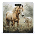 Animals Embroidery Paintings Horses Scale for Body Weight Safe Rounded Corners Tempered Glass Digital Bathroom Scale LED Display 400lb Capacity Weight Scales with High Precision Sensors