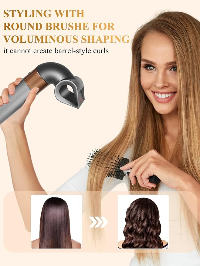 Small Round Volumizng Brush and Blade Concentrator Attachment for Dyson Airwrap HS01 HS05 HS08 for a Smooth More Aligned Finish and Defined Bouncy Curls