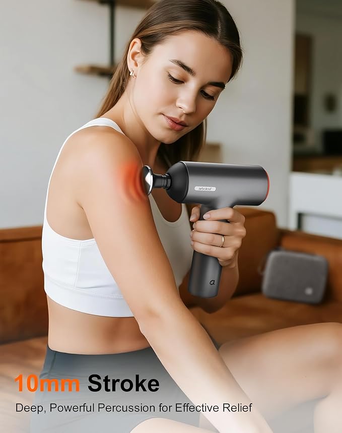 arboleaf Thermal Massage Gun Deep Tissue with Heat Handheld Muscle Percussion Massager with Full-Metal Head 6 Replacements for Athletes Pain Relief Relax Gifts for Men and Women