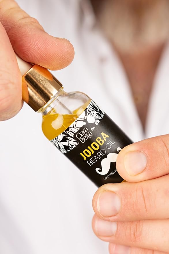 Jojoba Beard Oil for Men – 3 Pack | 100% Pure Organic Unscented &amp Soothing | Softens Coarse Beard &amp Mustache Hair | 1 fl oz Each (30ml) | Great for Gifting – Split into 3 Individual Gifts
