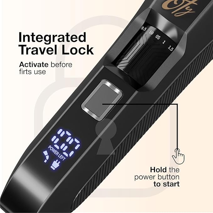 Oty Beard Trimmer for Men Adjustable - Waterproof Cordless Hair Clippers with 20-Length Dial Stainless Steel Blades LED Display &amp Travel Lock - Rechargeable Grooming Kit – Ideal Gift for Men