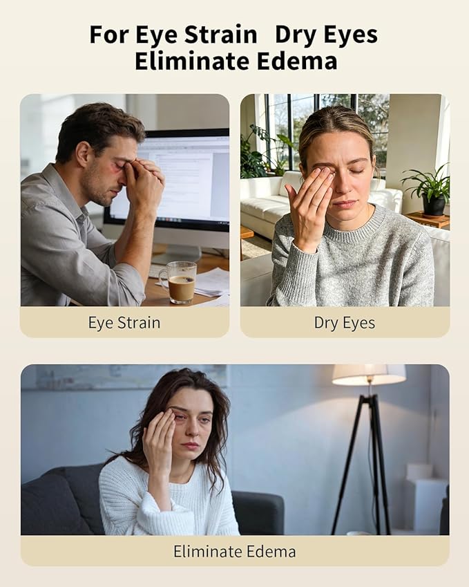 Eye Massager with Heat and Vibration and Cooling - Heated Cooling Eye Mask with Rapid Temp Control 4 Massage Modes 3 Temp Modes 2400mAh Battery for Dry Eyes Migraines Puffiness Relief