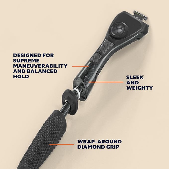 Dollar Shave Club 4 Blade Razor Refill Cartridges 8 Count and Shaving Kit with Diamond Grip Razor Handle 4 Blade Refills
