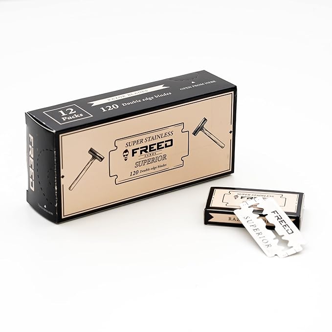 FREED Luxury Shaving Set for Men - Double Edge Safety Razor with alloy handle include 120 count Japanese 6cr13 Stainless Steel bladeIt's the best gift for men fathersor birthdays