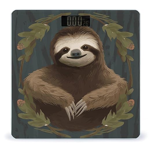 Sloth Scale with LCD Easy-to-Read Anti-Slip Weight Digital Bathroom Scale Precision Weighing Scales Sturdy Tempered Glass Body Weight Scales for Daily Use