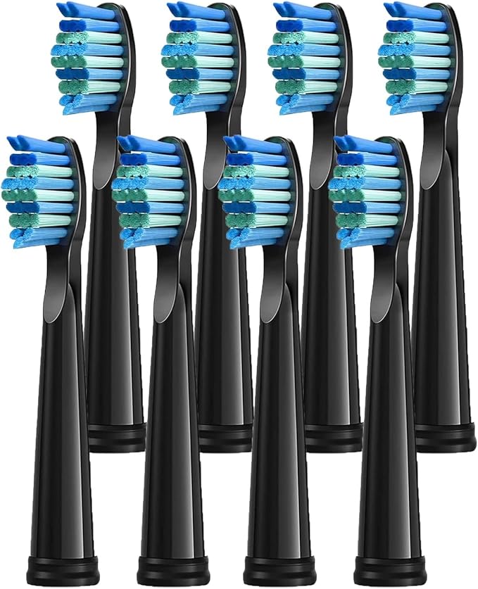 4 Pcs Electric Toothbrush HeadsCompatible for D7/D8/FW507/FW508/FW551/917/959/SG-E9 Moderately Soft Bristles Brush(8pcs Black)