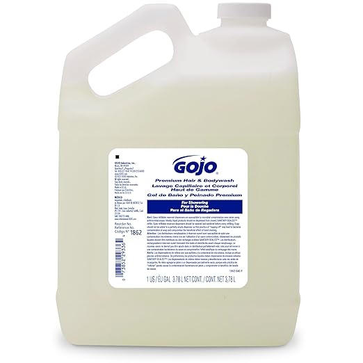 GOJO Premium Hair &amp Body Wash Waterfall Fragrance Gallon Pour Bottles (Pack of 4) – 1862-04