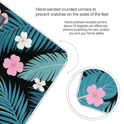 Tropical Leaves Flamingo and Flowers Weight Scale Large Digital Bathroom Scales with Bright LED Display Non Slip Digital Scale and Step On Fashion Weighing Machine for Body