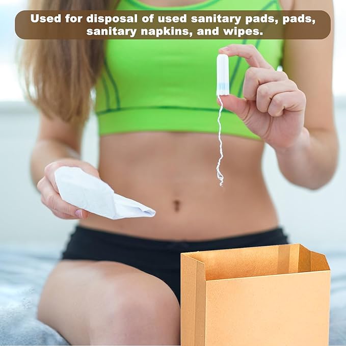 500 PCS 7.5×10in Feminine Hygiene Liner Bags Waxed Sanitary Napkin Disposal Bags Commercial Kraft Waxed Paper Bag Feminine Hygiene Disposal Bag
