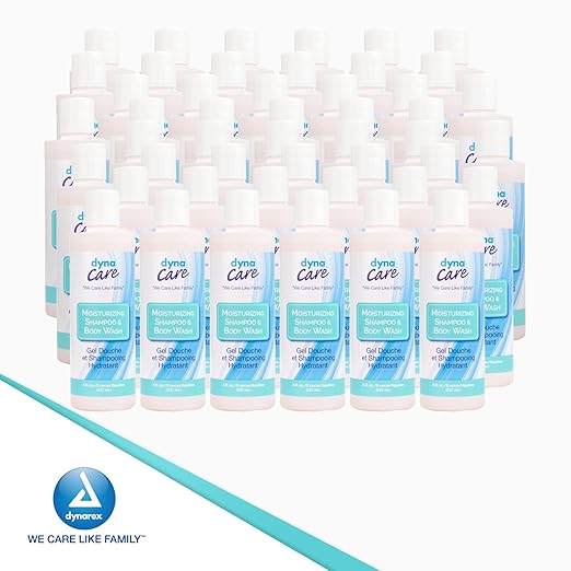 Dynarex Shampoo and Body Wash - Unisex Moisturizing All-in-One Shampoo Body Wash for Skin &amp Hair - Mild Formula for Sensitive Skin - Tropical Scent - 8 oz. 48 Bottles/Case (Packaging May Vary)