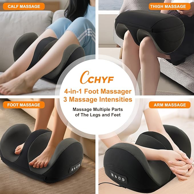 Foot Massager with Heat Shiatsu Kneading Foot and Calf Electric Massager Machine with Roller Massage Feet/Arm/Calf/Ankle for Relax Plantar Fasciitis Pain Relief Gifts for Women &amp Men Black