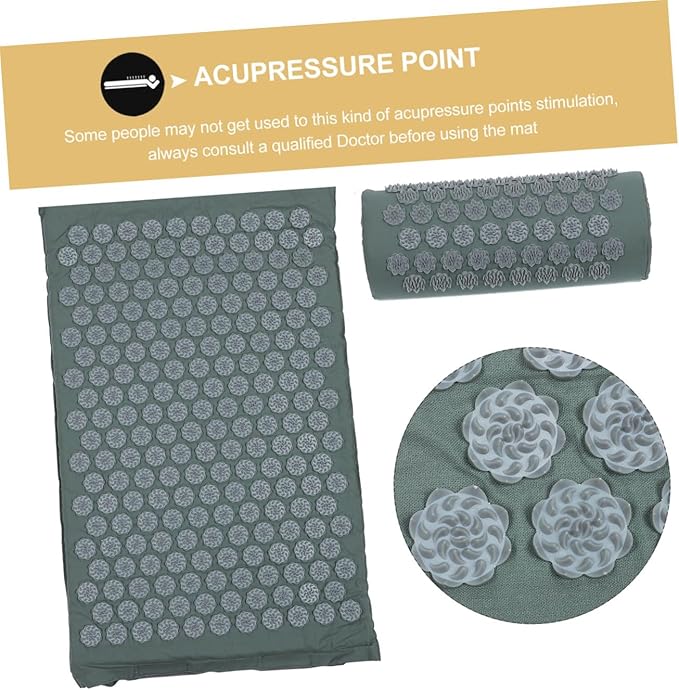 VALICLUD Acupressure Massage Mat Shiatsu Massage Pillow Set Non-Slip Surface Washable Acupuncture Therapy Cushion Neck and Back Relaxation
