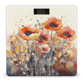 Watercolor Red Poppy Flowers Bathroom Scale Rounded Smart Scale for Body Weight Automatic Power On/Off Weight Scales Accurate Bathroom Digital Scales for Pet Home Bedroom Kitchen