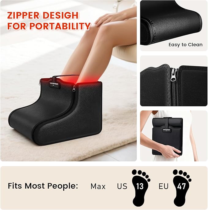 Viconor Red Light Therapy for Feet Red Light Therapy Shoe Wraps for Feet and Ankle Neuropathy Relief - Portable Infrared Light Therapy Device for Foot &amp Ankle Zipper Removable Adjustable Timer