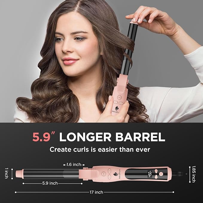 MiroPure Rotating Curling Iron Automatic Curling Wand 1 Inch Ionic Hair Curler with Longer Barrel for Waves and Curls