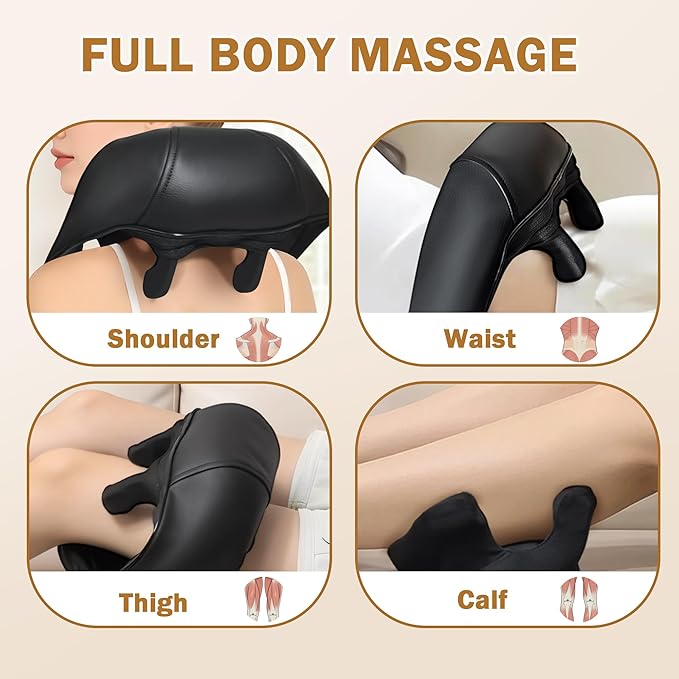 Joyset Neck Massager with Heat Cordless Shiatsu Neck Massager for Pain Relief Deep Tissue 6D Kneading Shiatsu Massager for Neck Shoulder Back Gifts for Dad Mom Friend