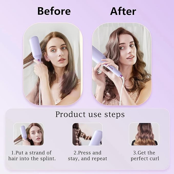 Waver Curling Iron Hair Crimper - 1.4 Inch Deep Waver Hair Curler Tool 3 Barrel Ionic Waves Curling Iron for Women Wavy Curler Styling Tool Anti-Scald Fast Heating Dual Voltage
