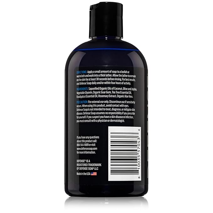 Defense Soap Tea Tree Body Wash (Original + Peppermint) | All Natural Organic Shower Soap for Athletes | Odor Control &amp Skin Fungal Protection for Sports Post Workout &amp Recovery - 12 oz (Pack